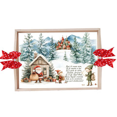 Set tava pentru taiere mot/turta, model cu Mos Craciun si spiridusii, rosu, 6 piese, 35x20 cm, Recostore®, REC1967/275