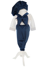 Costum cu aripi pentru botez baieti, bleumarin compus din 4 piese, camasa, pantaloni, bascuta si pantofiori, Recostore®, REC2746