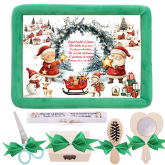 Trusou mot baieti, aniversare 1 an, Mos Craciun, catifea verde, 7 piese, 34x25 cm, REC5011/28