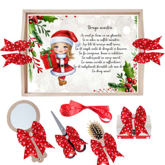 Set tava pentru taiere mot/turta, model cu Craciunita, rosu, 6 piese, 35x20 cm, Recostore®, REC1967/276