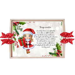 Set tava pentru taiere mot/turta, model cu Craciunita, rosu, 6 piese, 35x20 cm, Recostore®, REC1967/276