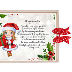 Set tava pentru taiere mot/turta, model cu Craciunita, rosu, 6 piese, 35x20 cm, Recostore®, REC1967/276