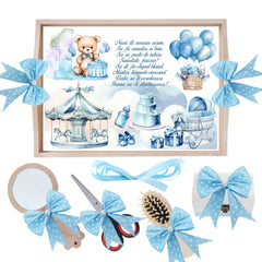 Set tava pentru taiere mot, model Ursulet, bleu, 6 piese, 35x20 cm, Recostore®, REC1967/279