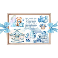 Set tava pentru taiere mot, model Ursulet, bleu, 6 piese, 35x20 cm, Recostore®, REC1967/279