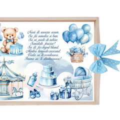 Set tava pentru taiere mot, model Ursulet, bleu, 6 piese, 35x20 cm, Recostore®, REC1967/279