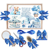 Set tava pentru taiere mot, model Ursulet, albastru electric, 6 piese, 35x20 cm, Recostore®, REC1967/280