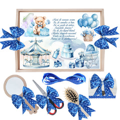 Set tava pentru taiere mot, model Ursulet, albastru electric, 6 piese, 35x20 cm, Recostore®, REC1967/280