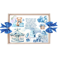 Set tava pentru taiere mot, model Ursulet, albastru electric, 6 piese, 35x20 cm, Recostore®, REC1967/280