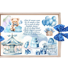 Set tava pentru taiere mot, model Ursulet, albastru electric, 6 piese, 35x20 cm, Recostore®, REC1967/280