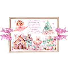 Set tava pentru taiere mot/turta, model cu Zana, roz, 6 piese, 35x20 cm, Recostore®, REC1967/281