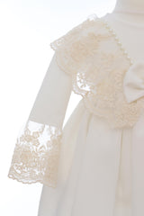 Rochie alba, pentru botez, 2 piese, rochie si bentita, RE3062