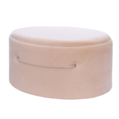 Cutie ovala transport trusou din catifea buretata, crem, REC3332