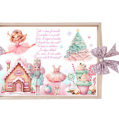 Set tava pentru taiere mot/turta, model cu Zana, roz pudrat, 6 piese, 35x20 cm, Recostore®, REC1967/282