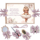 Set tava pentru taiere mot/turta, model cu Balerina, roz pudrat, 6 piese, 35x20 cm, Recostore®, REC1967/283