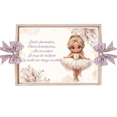 Set tava pentru taiere mot/turta, model cu Balerina, roz pudrat, 6 piese, 35x20 cm, Recostore®, REC1967/283