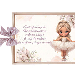 Set tava pentru taiere mot/turta, model cu Balerina, roz pudrat, 6 piese, 35x20 cm, Recostore®, REC1967/283