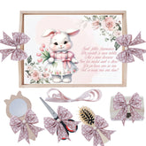 Set tava pentru taiere mot/turta, model cu Iepuras, roz pudrat, 6 piese, 35x20 cm, Recostore®, REC1967/284