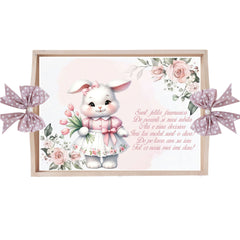 Set tava pentru taiere mot/turta, model cu Iepuras, roz pudrat, 6 piese, 35x20 cm, Recostore®, REC1967/284