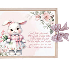 Set tava pentru taiere mot/turta, model cu Iepuras, roz pudrat, 6 piese, 35x20 cm, Recostore®, REC1967/284