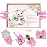 Set tava pentru taiere mot/turta, model cu Iepuras, roz, 6 piese, 35x20 cm, Recostore®, REC1967/285