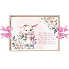 Set tava pentru taiere mot/turta, model cu Iepuras, roz, 6 piese, 35x20 cm, Recostore®, REC1967/285