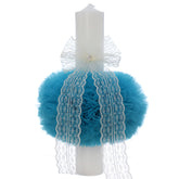 Lumanare botez, 30x5.5 cm, turcoaz, Recostore®, REC5004/18