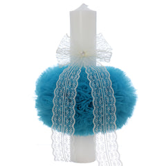 Lumanare botez, 30x5.5 cm, turcoaz, Recostore®, REC5004/18