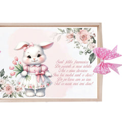 Set tava pentru taiere mot/turta, model cu Iepuras, roz, 6 piese, 35x20 cm, Recostore®, REC1967/285