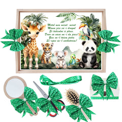 Set tava pentru taiere mot, model Tip Safari, verde, 6 piese, 35x20 cm, Recostore®, REC1967/288