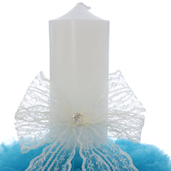 Lumanare botez, 30x5.5 cm, turcoaz, Recostore®, REC5004/18