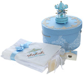 Trusou botez baieti 9 piese bleu cu carusel, REC3012