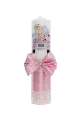 Lumanare botez, model Safari, 30x7 cm, roz pudrat, Recostore®, REC5002/13