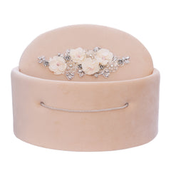 Cutie ovala transport trusou din catifea buretata, crem, REC3333