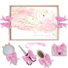 Set tava pentru taiere mot/turta, model cu Lebada, roz, 6 piese, 35x20 cm, Recostore®, REC1967/289