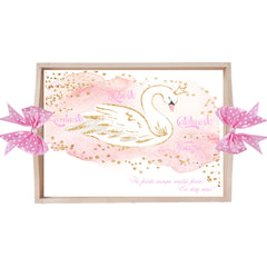 Set tava pentru taiere mot/turta, model cu Lebada, roz, 6 piese, 35x20 cm, Recostore®, REC1967/289