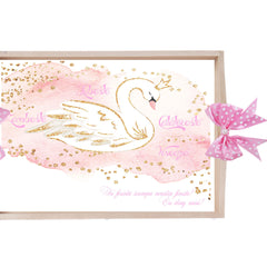 Set tava pentru taiere mot/turta, model cu Lebada, roz, 6 piese, 35x20 cm, Recostore®, REC1967/289