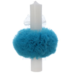 Lumanare botez, 30x5.5 cm, turcoaz, Recostore®, REC5004/18