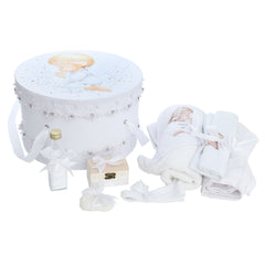 Cutie trusou pentru botez, Model Ingeras, culoare Alb, 8 piese, Recostore®, REC2519