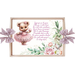 Set tava pentru taiere mot/turta, model cu Ursulet, roz pudrat, 6 piese, 35x20 cm, Recostore®, REC1967/293