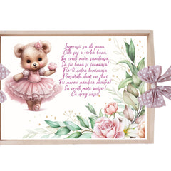 Set tava pentru taiere mot/turta, model cu Ursulet, roz pudrat, 6 piese, 35x20 cm, Recostore®, REC1967/293