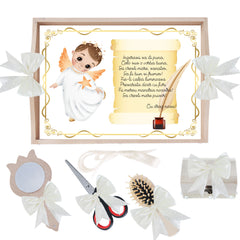 Set tava pentru taiere mot la baieti, model cu Ingeras ivoire, 6 piese, 35x20 cm, Recostore®, REC1967/295