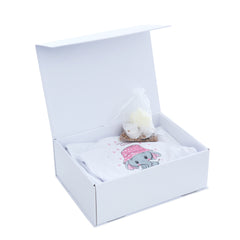 Set prima baita dupa botez cu nasii, body, prosop si saculet cu mirodenii, Elefantel, REC2557