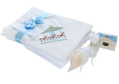 Trusou botez baieti 9 piese bleu cu carusel, REC3012