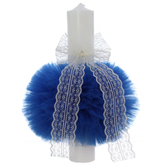 Lumanare botez, 30x5.5 cm, albastru electric, Recostore®, REC5004/19