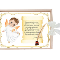 Set tava pentru taiere mot la baieti, model cu Ingeras ivoire, 6 piese, 35x20 cm, Recostore®, REC1967/295