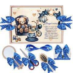 Set tava pentru taiere mot la baieti, model Ursulet, albastru electric, 6 piese, 35x20 cm, Recostore®, REC1967/298