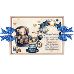 Set tava pentru taiere mot la baieti, model Ursulet, albastru electric, 6 piese, 35x20 cm, Recostore®, REC1967/298