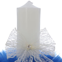 Lumanare botez, 30x5.5 cm, albastru electric, Recostore®, REC5004/19