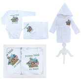 Set pentru prima baita cu nasii, halat, prosop si body, Safari, REC2547