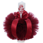 Lumanare botez, ingeras visiniu, 30x5.5 cm, REC5004/34